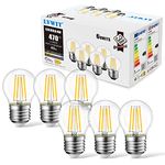 LVWIT 4W G45 E27 LED Filament Golfball Bulb, 6 Pack, 470Lm 40W Replacement, Non-dimmable, Warm White 2700K 80Ra, LED Vintage Glass Mini Globe Bulb