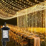 yowin Curtain Lights 3x3M 300 LED Plug in Christmas Curtain Lights, 8 Modes Waterproof Curtain Fairy Lights Connectable Wall Lights for Xmas Bedroom Wedding Gazebo Garden Indoor Outdoor Decorations