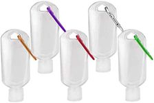 VerteLife 5PCS 50ml Refillable Travel Bottle with Keychain Clip, Flip Cap Clear Plastic Empty Bottles Travel Hand Sanitizer Containers Squeeze Container for Cosmetic Toiletries Liquids (5 Colors)