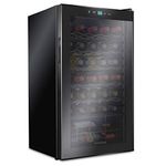 Ivation 34 Bottle Compressor Wine Cooler Refrigerator | Large Freestanding Wine Cellar For Red, White, Champagne or Sparkling Wine | 41f - 64f Touch Digital Temperature Control Fridge Glass Door Black