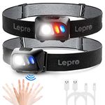 Lepro LED Rechargeable Headlamp with Motion Sensor 2-Pack, Super Bright 1500Lux Head Lamp with 5 Lighting Modes, IPX4 Waterproof Headlamp for Outdoor Camping Hiking Running Backpacking