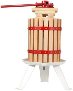 GarveeHome Manual Fruit Wine Press, 1.6 Gal Wood Steel Fruit and Wine Press, Stable Triangular Structure, Wine Making Press for Outdoor, Kitchen, Manual Assembly Required, with T-Handle