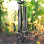 ASTARIN Wind Chimes Outdoor Deep Tone,45-Inch Memorial Wind Chimes Large with 6 Heavy Tubes,Unique Wind Chimes Outdoor for Garden Hanging Decor,Sympathy Gifts,Antique Silver