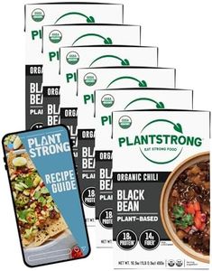 PLANTSTRONG Black Bean Chili, USDA Organic, Non-GMO, Plant-Based Vegan, Oil-Free, Lightly Salted, Ready to Heat & Serve, 6-Pack (16.9 oz Each) + Recipe Guide