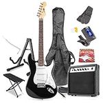 Max GigKit Full Size Electric Guitar Starter Kit inc 40W Combo Amplifier, Digital Tuner, Stand, Gig-Bag, Strap, Foot Rest, Strings, Picks and Cable, Black