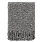 BATTILO HOME Dark Grey Throw Blanket for Couch, Textured Solid Soft Sofa Throw, Knitted Decorative Grey Blanket, 50"x60"