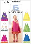 Butterick Patterns B3772 Size 4-5-6 Toddlers/Childrens Dress, Pack of 1, White