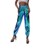 TENDYCOCO Womens Cargo Pants High Waisted Holographic Clothes Rave Pants Metallic Joggers with Pockets