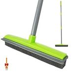 IZSOHHOME Push Broom Pet Hair Removal Broom with Squeegee,Carpet Rake,Carpet Rake,with Long Handle,Non Scratch Carpet Sweeper Brush for Rug Hardwood,Portable Detailing Lint Remover 47"(Green)