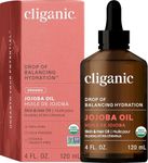 Cliganic Organic Jojoba Oil, 100% Pure (4oz) | Moisturizing Oil for Face, Hair, Skin & Nails | Natural Cold Pressed Hexane Free | Base Carrier Oil (Packaging May Vary)