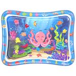 lunaoo Inflatable Tummy Time Water Mat for Babies, Foldable Water Mat Baby Sensory Toy for Infants Early Development, Educational Water Mat for Toddlers, Newborn Boys & Girls 3 6 9 Months, Blue