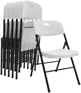 Rcynview 6 Sedie Pieghevoli da Esterno interno Sedia Plastica, Sedia Pieghevole Campeggio Impermeabile, Sedie da Giardino Pieghevoli in Metallo per Casa, Patio, Balcone, Bistrot, Bianco, 48x58x80cm