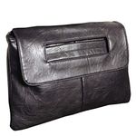NIGEDU Women Handbags Leather Female Clutch Handbag Messenger Bag Large Solid High Capacity, Black, L