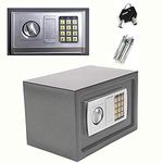 Autofather Safety Box with Code High Security Steel Lock Safes Home Office Money Cash Storage Box with 2 Emergency Keys - 31x20x20cm (Grey)