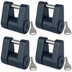 Sutekus Keyed Alike Trailer Coupler Lock, Dia 1/4 Inch, 3/4 Inch Span, Trailer Hitch Lock Heavy-Duty Steel Trailer Tongue Locks for Tow Boat RV Truck Car Coupler (Black 4Pack)