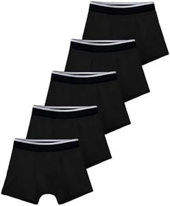 TIICHOO Boys Incontinence Underwear Cotton Washable Leakproof Boxer Briefs 5 Pack(X-Large, 5 Black)