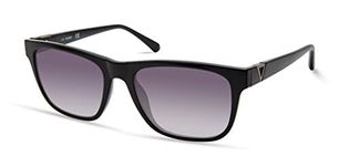 GUESS Men's Classic Sleek Square Sunglasses, Shiny Black, 55mm