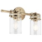 Kichler, Brinley 15.75" 2 Light Vanity Light with Clear Glass in Champagne Bronze, 45688CPZ