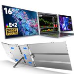 Oiiwak 16inch Triple Portable Monitor for Laptop, Aluminum Alloy 1200P Tri-Screen Monitor Extender with HDMI & USB-C Ports,Compatible with Mac & Windows, for 15.6-17.3" Laptops-OK16