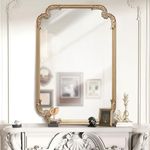 MOBUDAN Ornate Gold Mirror, 20"x30" Gold Retro Baroque Decorative French Country Wall Mirror Antique Vintage Mirror for Living Room Fireplace Mantle Entryway Bathroom