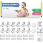 Eco-Baby Cupboard Locks for Children- Pack of 12 Magnetic, Child Safety Lock Latches with 2 Keys for Kitchen Cupboards and Drawers - Baby Safety Products - White
