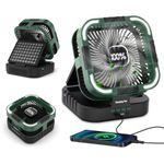 Portable Fan Desk Solar Fan - 20000mah Camping Fans Battery Fans with Solar Panel 120° Auto Oscillating, 6 Wind Speeds, 3 Light Modes,Timer, Handle, Foldable Table Fans for Home,Office,Travel (Green)
