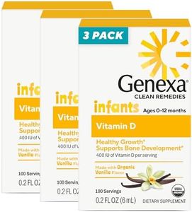 Genexa Infants Vitamin D Liquid Drops for Newborn, Baby & Toddler | Bone Development | Delicious Organic Vanilla Flavor | Certified Organic, Gluten Free, & Non-GMO | 270 Servings (3 Pack)