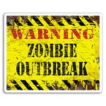 2 x 10cm Warning Zombie Outbreak Vinyl Stickers - Zombies Sticker Laptop #17784 (10cm Wide)