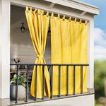 HIPPO - HDPE Fabric - Decorative Outdoor Loop Curtains - 80%. to 85% Sun Blockage - Pack of 2 Pcs (Yellow, 4.5 ft X 7.5 ft)