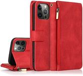 GoshukunTech for iPhone 11 Pro Max Case,for iPhone 11 Pro Max Wallet Case[ 8 Card Slots & 1 Zipper Coin Purse] Leather Wallet Flip Cover with Wrist Starp for iPhone 11 Pro Max-Red