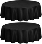 Fitable Textured Round Tablecloths 60 Inches - 2 Pack Linen Look Table Clothes Fabric Table Covers for Kitchen, Dining Room, Party, Farmhouse, Outdoor (Great for 20"-48" Round Tables, Black)