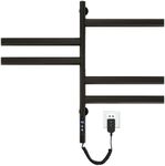 Towel Rail Radiator, 675x450 mm Heated Towel Rail Radiator Ladder, 180° Rotatable Towel Warmer Rail, Electric Heated Towel Rail, 120W Wall Mounted Rail with Thermostat and LED Indicator (Black)