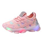 Kids LED Light Up Shoes Baby Boys Girls Sneakers Lightweight Athletic Running Walking Shoes Flat (Pink, 18-24 Months)