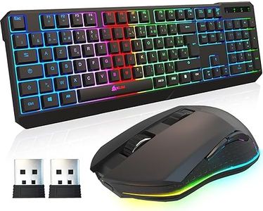 KLIM Blaze & Chroma - Nouveauté 2024 - Pack Clavier Souris Gamer sans Fil AZERTY - Durable, Ergonomique - Ensemble Clavier Souris sans Fil Gaming pour PC, Mac, PS4 PS5 - Batterie résistante intégrée