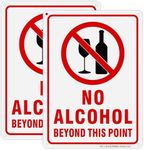 2 Pack No Alcohol Beyond This Point Signs, 10" x 7" Aluminum No Alcohol Sign, Rust Free, UV Protected, Easy to Install- Indoor or Outdoor Use