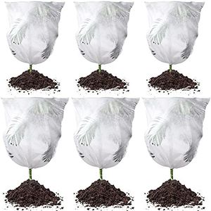 Shappy 6 Pieces Plant Freeze Protection Cover Winter Drawstring Plant Frost Cloth Protection Cover Garden Reusable Non-Woven Fabric Shrub Frost Warm Blanket (39.4 x 47.2 Inch, 39.4 x 31.5 Inch)