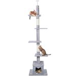 Ownpets 6 Tiers Floor to Ceiling Cat Tree Ajustable Height 229-275cm with Cat Condo Hammock and Sisal Post Scratcher for Small to Medium Size Cats