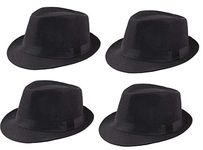 Zacharias Men's Fedora Round Hat Pack of 4 (Black; Free Size)