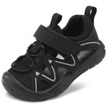 JOINFREE Toddler Boys Sneakers Anti-Skid Breathable Running Shoes Infant Boys Walking Shoes Black 5 Toddler