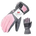 Women Ski Snow Gloves, Waterproof & Windproof Snowboard 3M Thinsulate Warm Insulated Glove for Men, Cycling & Snowboarding