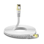 Cat 8 Ethernet Cable 10ft KASIMO Cat8 Flat Internet LAN Cable 40Gbps 2000MHz High Speed Network Patch Cable White SSTP Ethernet Cord with RJ45 Gold Plated Connector for Router Modem Switch Gaming Xbox