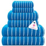 Casa Copenhagen, Denmark DC'23 Design - Esctatic Premium Collection 100% Cotton 6 Piece Towel Set, Includes 2 Bath Towels 2 Hand Towels 2 Washcloths - Electric Blue