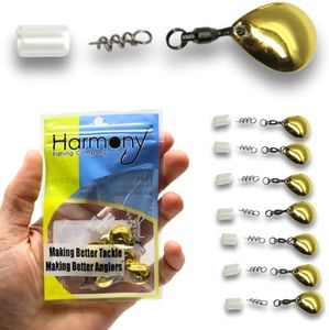 Harmony Fishing Company - [7 Pack] Tail Spinners (Hitchhikers for Soft Plastic/senko Fishing Lures, Willow or Colorado Blade) (Colorado Blade (7 Pack, Gold))