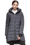 Orolay Women's Hooded Down Jacket Mid-Length Quilted Comfort Coat Warm Winter Outwear Darkgrey M