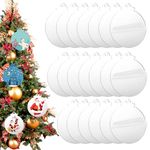 30 PCS Clear Round Acrylic Christmas Ornament 2023, Acrylic Ornament Blanks Clear Circle Acrylic Stocking Stuffers for Christmas Tree Hanging Decoration Handmade Crafts