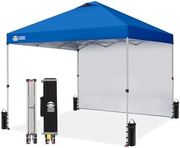 CROWN SHADES 12x12 Pop Up Canopy Tent Instant Commercial with 150D Silver Coated Fabric Including 1 Removable Sidewall, 4 Ropes, 8 Stakes, Weight Bags, STO 'N Go Bag, Blue