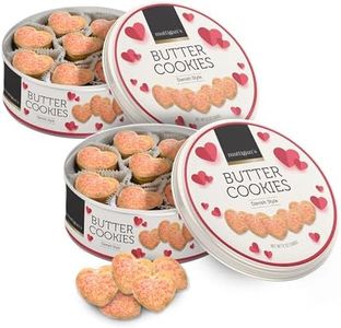 Mattigan's Pink Heart Butter Cookies Danish Style Cookie, 12 Oz Tin 2-Pack, Gourmet Gifts for Birthday, Special Occasions, Assorted Cookie Dessert Sweets, Two Reusable Metal Tin