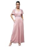 Miss Chase Women's Georgette V-Neck Cape Solid Layered Regular Jumpsuit (MCSS23D15-61-157-02, Light Pink, XS)