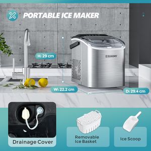 EUHOMY Countertop Ice Maker – Compact Portable Ice Machine