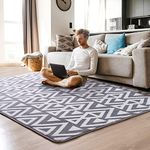 Unirea Geometric Shag Area Rugs for Bedroom Living Room, 4x6 Feet Machine Washable Small Rug Memory Foam Fluffy Carpet for Kids Room Dorm Nursery Bedside Play Mat Accent Home Decor, Grey